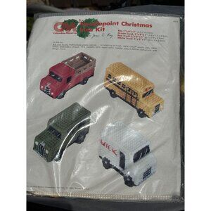 Columbia-Minerva Needlepoint Christmas Idea Kit Bus And Truck Vintage NIP